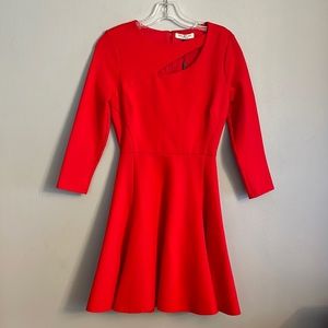 Halston Heritage Red Long Sleeve Dress
